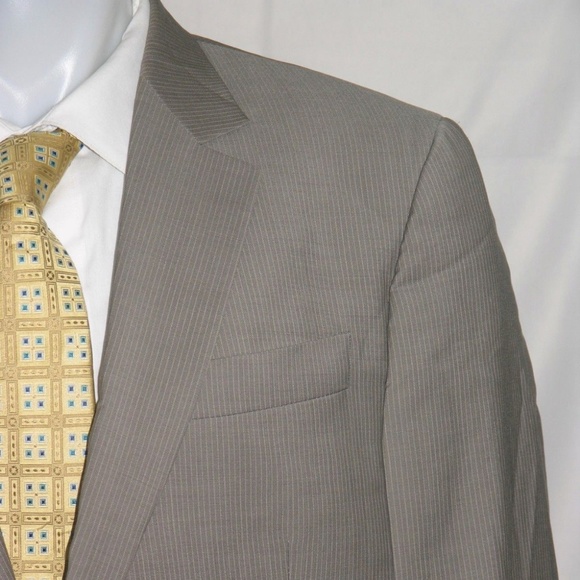 Burberry London Dark Cream Striped Two Button Suit 44
